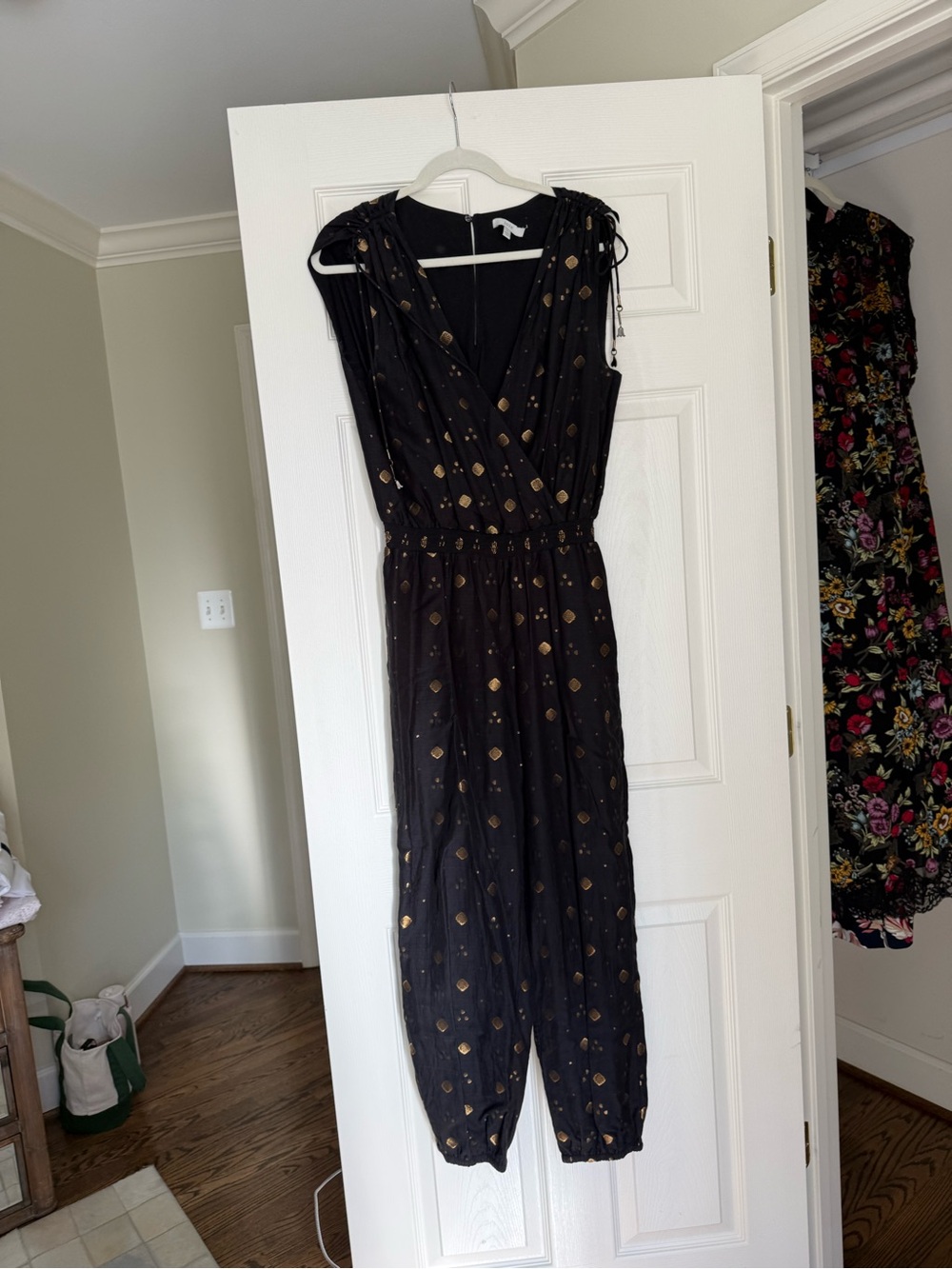 Jolie Black Jumpsuit with Gold Dot Accents